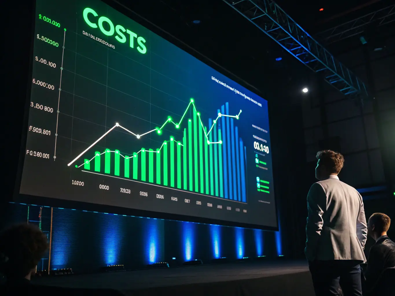 An image depicting a cost analysis chart with a downward trend, highlighting the cost-saving benefits of using AINECST.