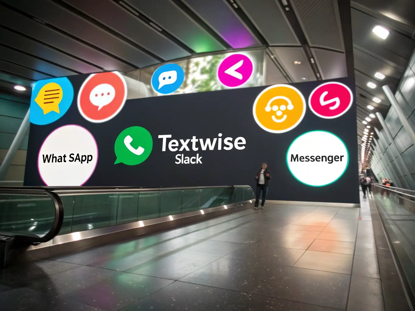 A clean and modern image displaying various messaging app logos (Telegram, LINE, etc.) arranged around the AINECST logo, emphasizing the platform's comprehensive channel support.